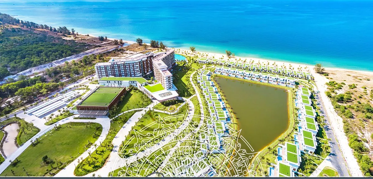 Resort and lake aerial view